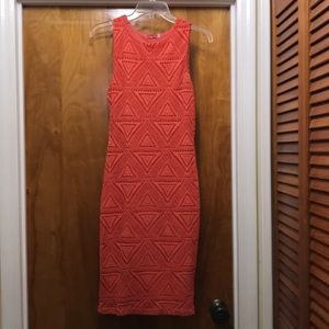 Bright orange fitted dress